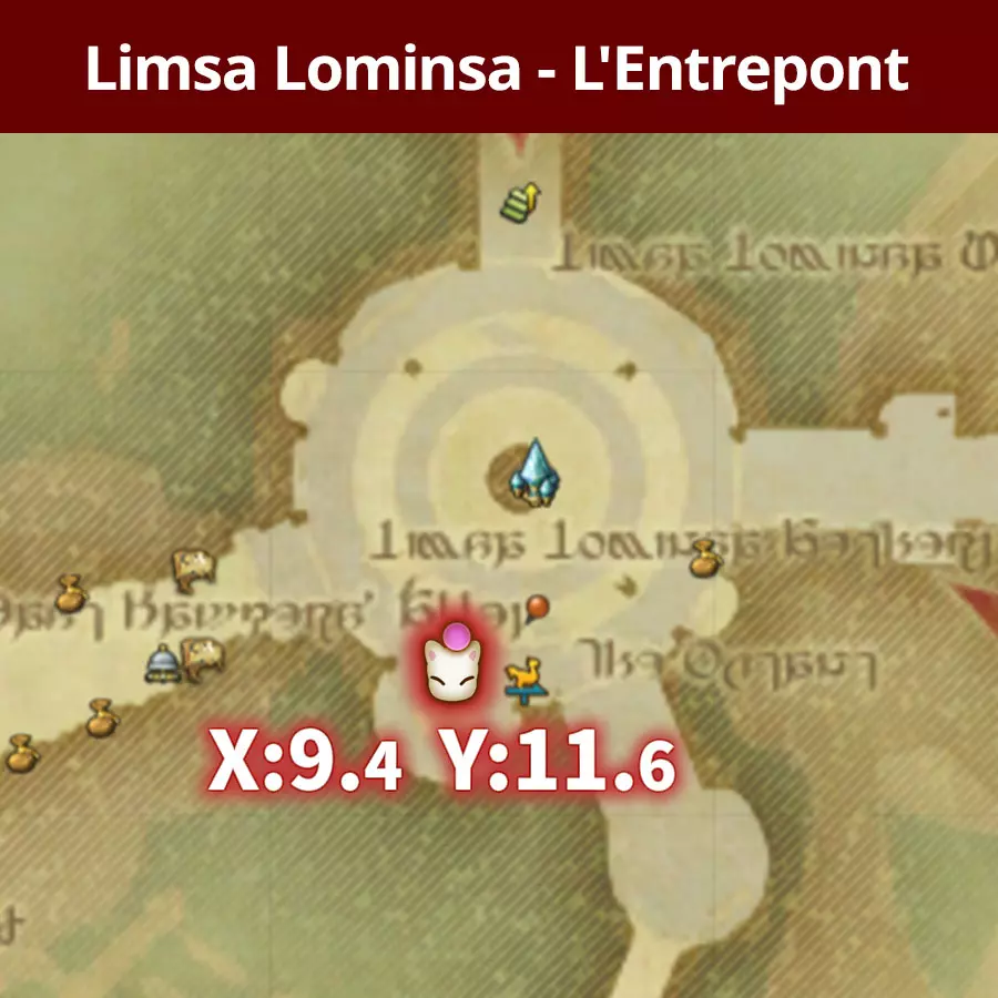 Carte Limsa Lominsa Entrepont coordonnées X9.4 Y11.6